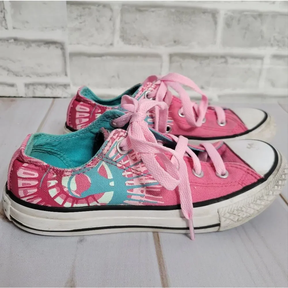 Converse Pink Paint Spatter Low Top Sneakers, youth size 1
